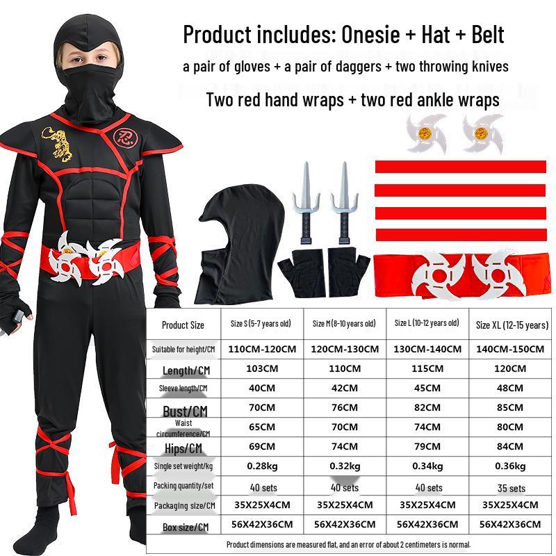 

«Детский костюм самурая ниндзя для косплея на Хэллоуин» M чёрный