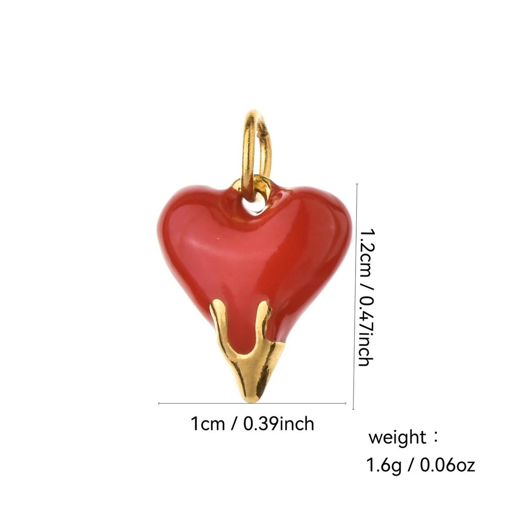 Stainless Steel Drip Oil Ice Cream Heart Necklace & Bracelet Charms
