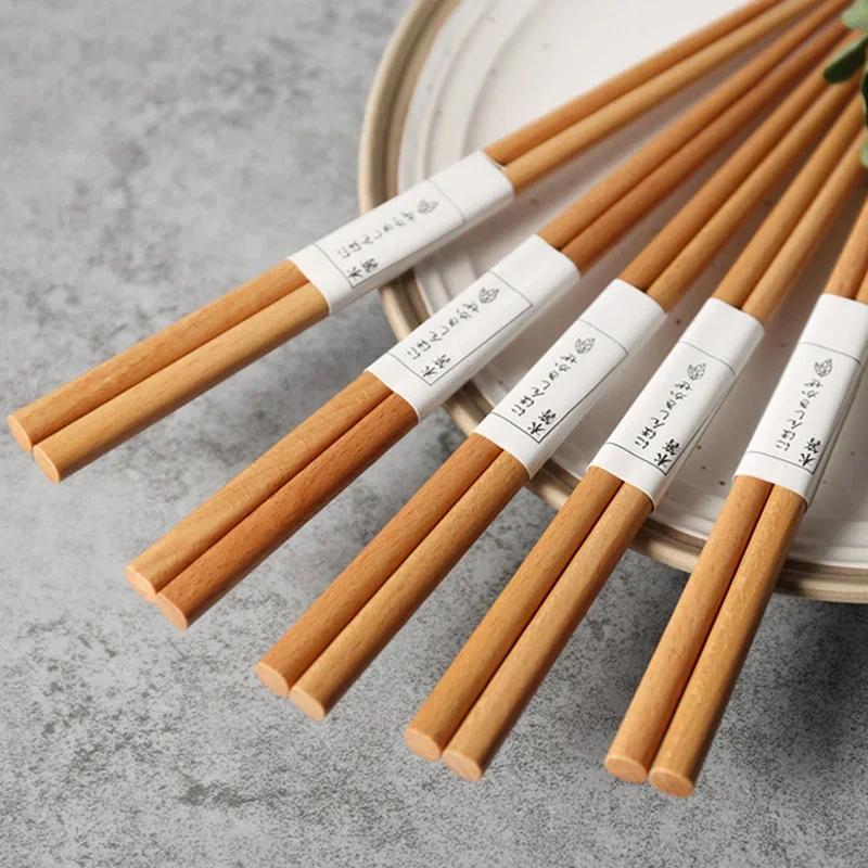 5 Pairs Wooden Chopsticks Sushi Sticks Reusable Chinese Chopsticks Set Long Japanese Food Chop Sticks Tableware Wooden Utensils