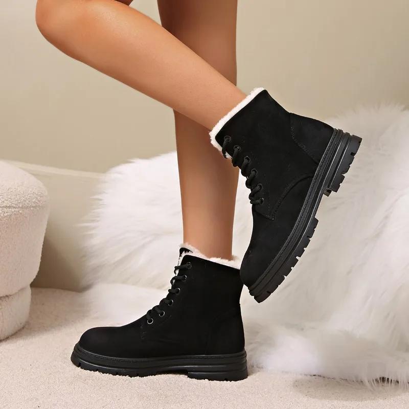 Women's Shoes 2024 Hot Sale Front Lace-up Women's Boots Fashion Plus Size Casual Boots Women Winter Short Plush Shoes for Women