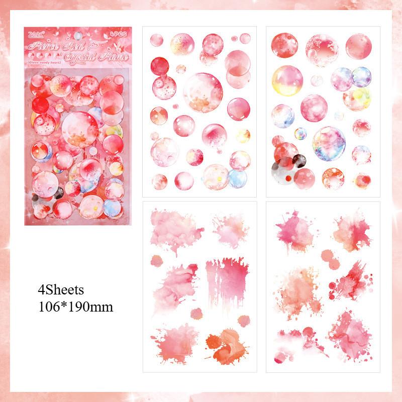 4 Sheets Colorful Bubble Stickers PET Material DIY Scrapbooking Art Collage Stationery Planner Decor Diary Stickers