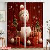 2pcs,2D Plane Printing Curtains Digital Printed Snowman Cartoon Snowflake Gift Versatile Polyester Fabric (without Rod)