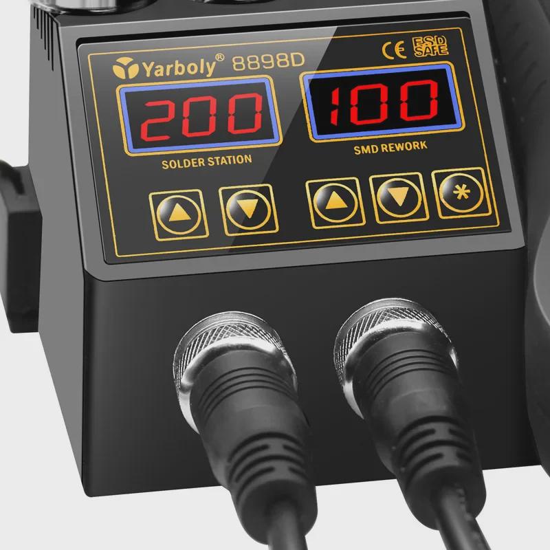 Dual Display Hot Air & Soldering Station, 110V/220V, 700W, 2-in-1 Temperature Control Electric Soldering Iron, Model 8898.