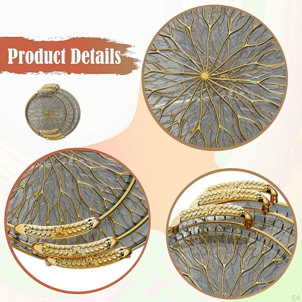 3 Pieces Fruit Plates Serving Trays Dessert Display Platters Coffee Table for Home
