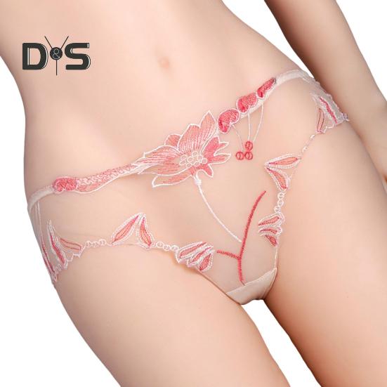 Sexy Spitzen-Strings für Damen, durchsichtiges Netz-Höschen, floral bestickte Unterwäsche mit niedriger Taille, ultradünne Damen-Slips