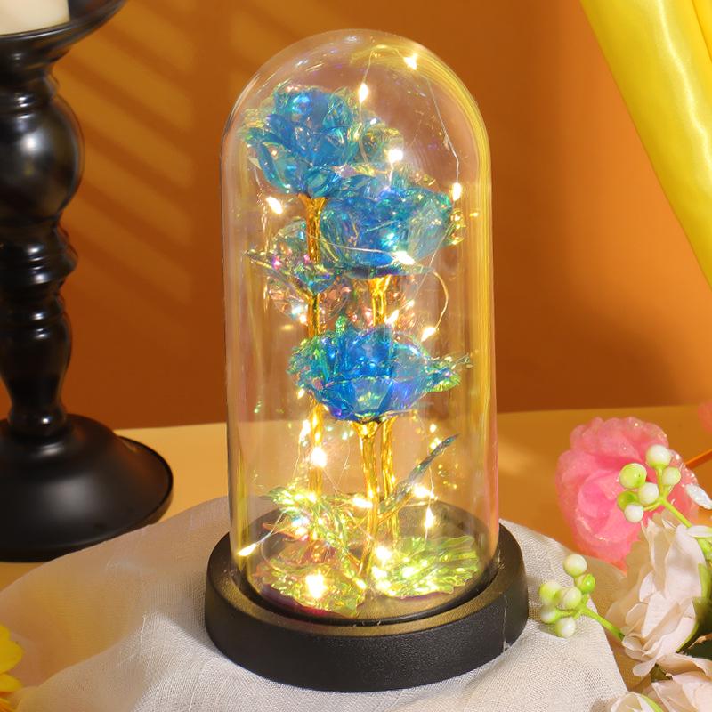 Valentine s Day Bestseller: LED Luminous Rose Flower Glass Gift Box with Three Roses
