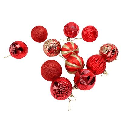 12PCS Xmas Tree   Decorations 6cm Holiday Hanging   with Rope for Garland Door Window Desk Arrangement