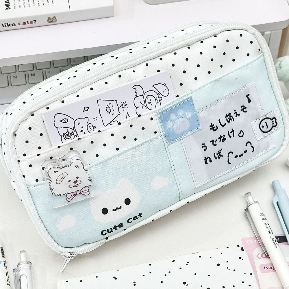 Cute Cat Pencil Case Large Capacity Pen Bags Stationery Bag Multi-layer Pencil Bag Student Stationery Organizer School Supplies