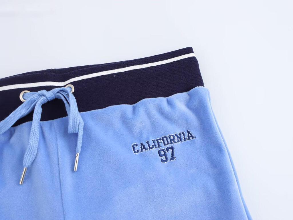 2025 Spring European & American Style Women's Embroidered Velvet Jacket and Casual Pants