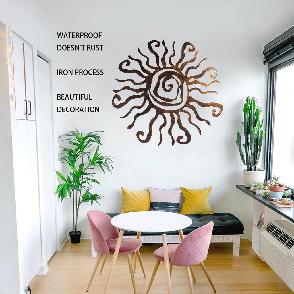 Quirky Sun Wrought Iron Ornament: Creative Home Courtyard Wall Hanging Decoration.