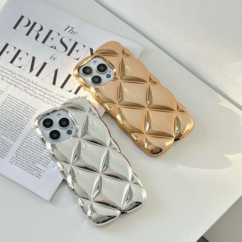 3D Electroplated Diamond Pattern Case for iPhone 16 Pro Max, Apple 17, 14, and 15