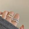 Elegant Double Layer Zircon Pearl Open Ring - Women's Fashionable and Versatile Statement Piece