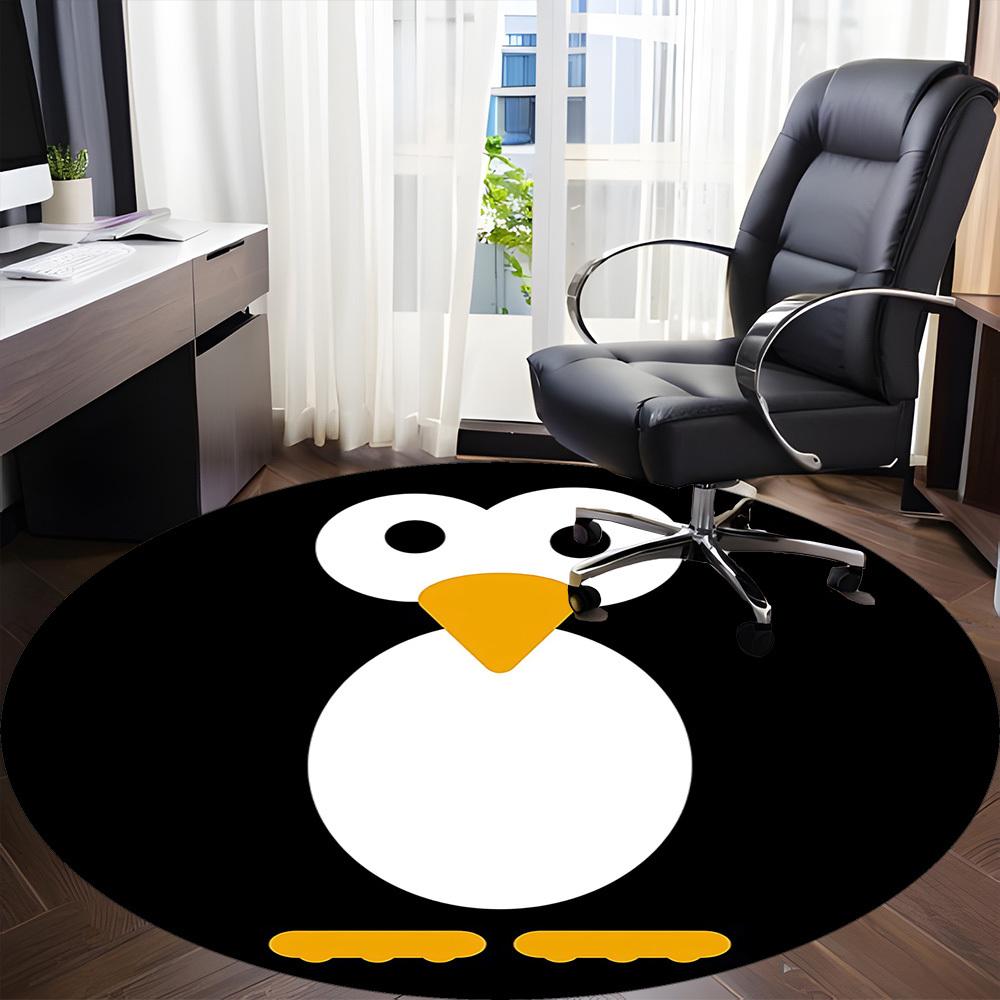 1pc Penguin Office Round Area Rug, Indoor Mat Suitable For Office, Under Office Chairs Bedroom Living Room Home Decor, Room Deco