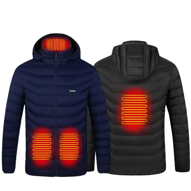 Men's Dual-Control USB Heated Cotton Coat with Nine-Zone Electric Heating