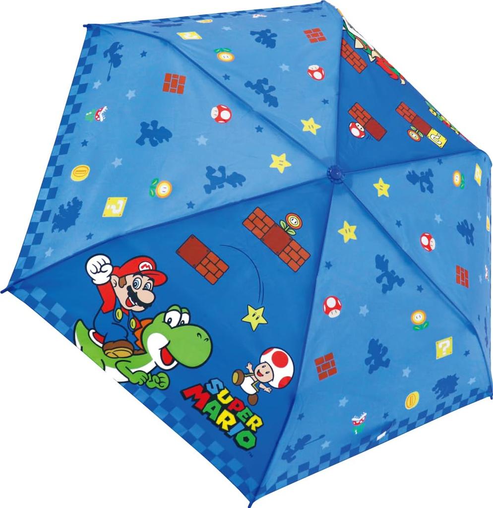 Super Mario Folding Umbrella 53cm Hand Opening Nintendo Blue Character