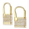 Huitan Chic Lock Shaped Earrings for Women Gold Color New Trendy Female Earrings Dainty Accessories Unique Design  Bulk