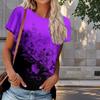 Women Summer T Shirt Flower Print Retro Fashion Short Sleeve Tees Casual   Printed  Tops