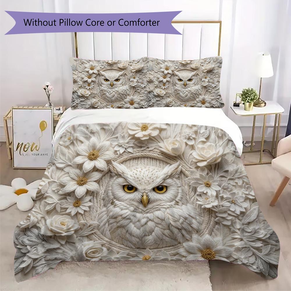 Owl Pattern Bedding Uilt Set Uilt Cover Pillowcase Home Decoration Birthday Gift (1 * Duvet Cover + 2 * Pillowcase Without Core)67