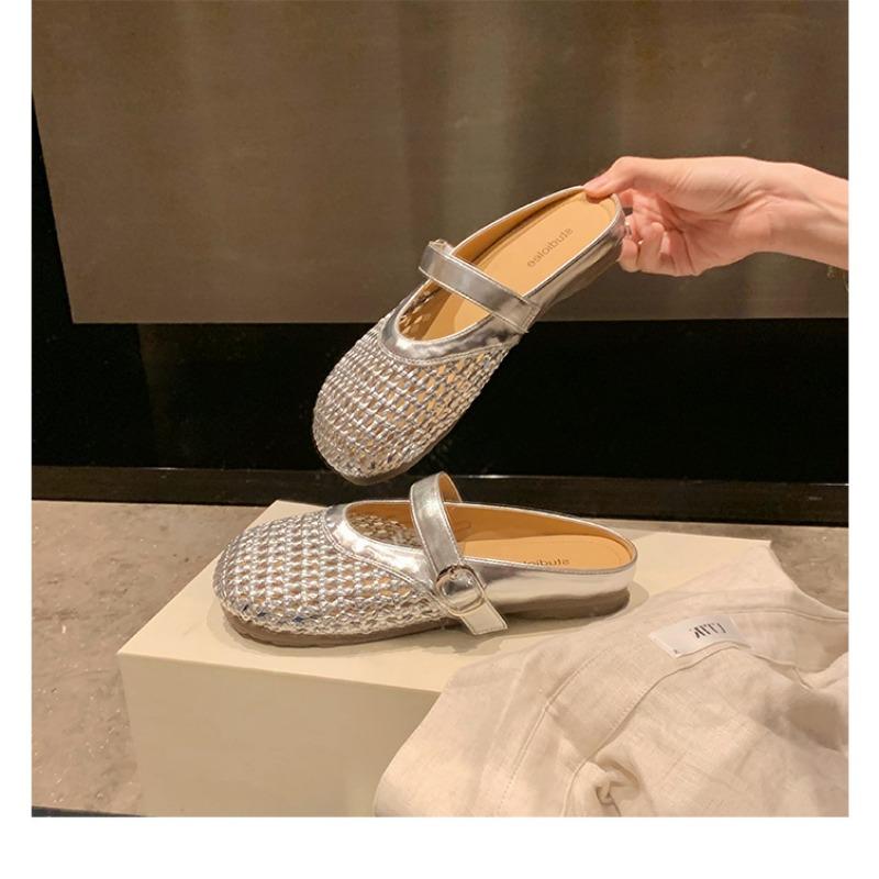 

Сетчатая сумка из овчины с полым плетением, шлепанцы Мэри Джейн для женщин, летняя обувь, прохладные шлепанцы 40