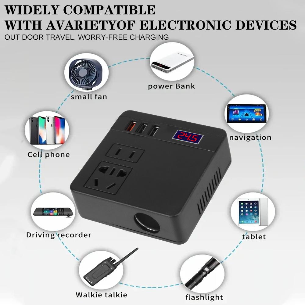 DC 12V To 220V Vehicle-Mounted Household AC Converter The Cigarette Lighter Socket With USB Universal Car Power Invertor 120W