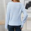 Damen Gestreifter Langarm Rundhals Pullover Sweatshirt Lässiges Lockeres Oberteil für Herbst und Winter