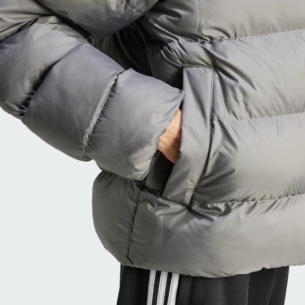 adidas Originals Tonal Hooded Puffer Jacket Men Grey Four IY3398