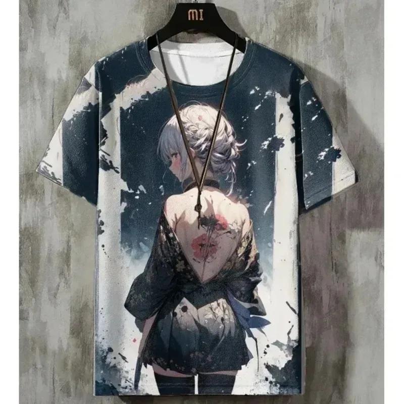 New Unisex New 3D Printed T-shirt with Anime Elements Short Sleeved Loose Oversized Men's and Women's Clothing Street Top
