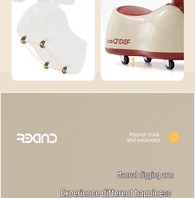 Multifunctional Baby Rocking Horse & Peanut Car with Silent Wheels and Anti-Rollover Design