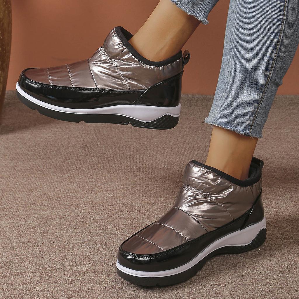 Women's Winter Sports Warm Snow Boots Solid Color Soft Sole Flat Boots
