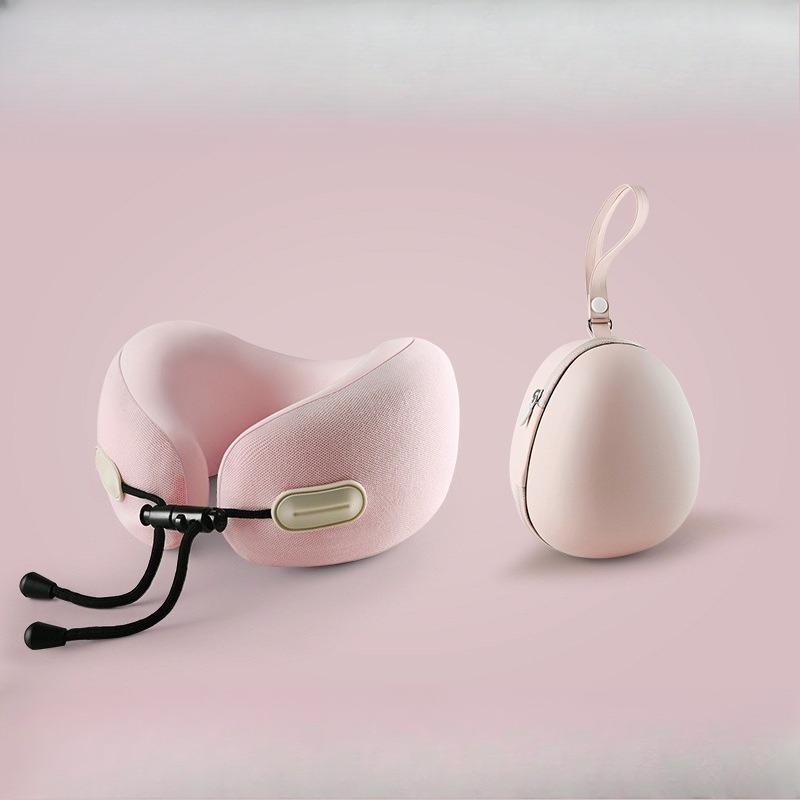 

Memory Foam U Shaped Pillow Neck with Storage Bag Portable Travel for Airplane Car Office Nap Cervical Neck Support Soft Rest розовый