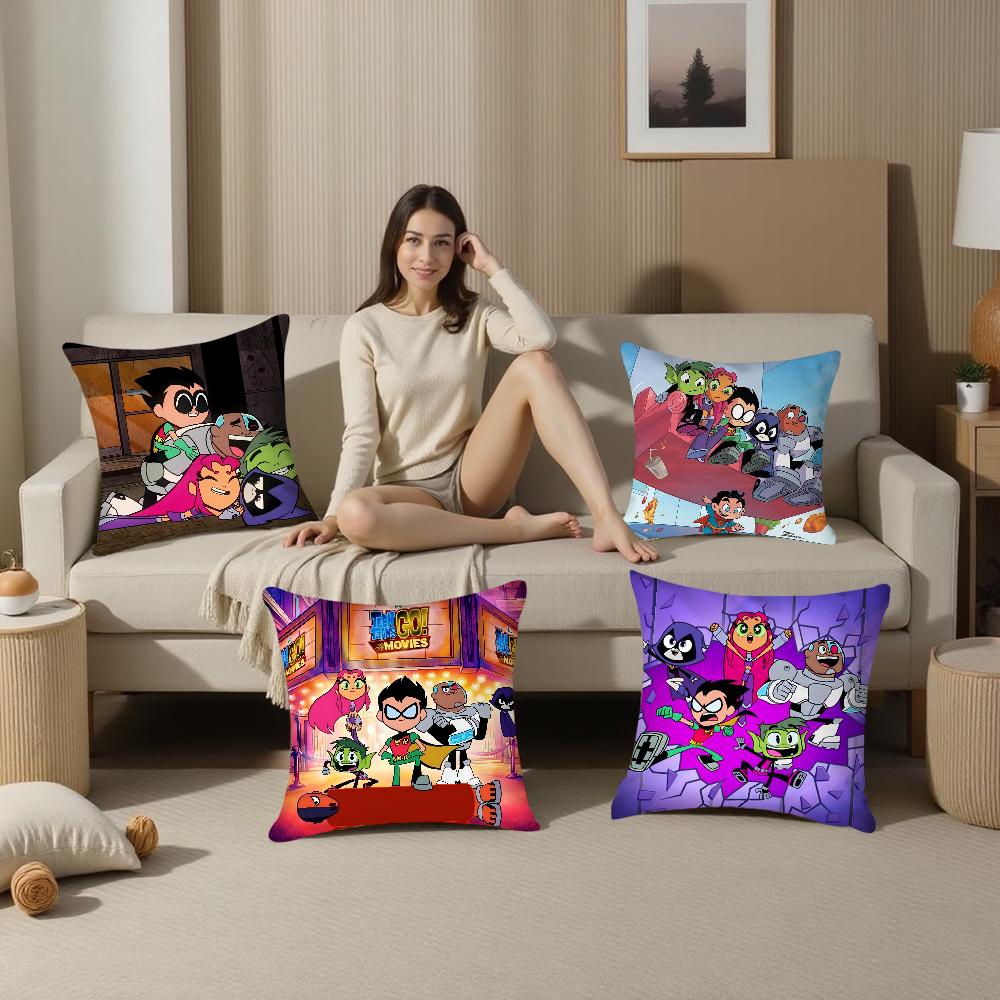 T-Teen T-Titans Go Pillow Case Plush Fabric Soft Double Sided Print Sofa Cushion Cover Throw Pillow Covers