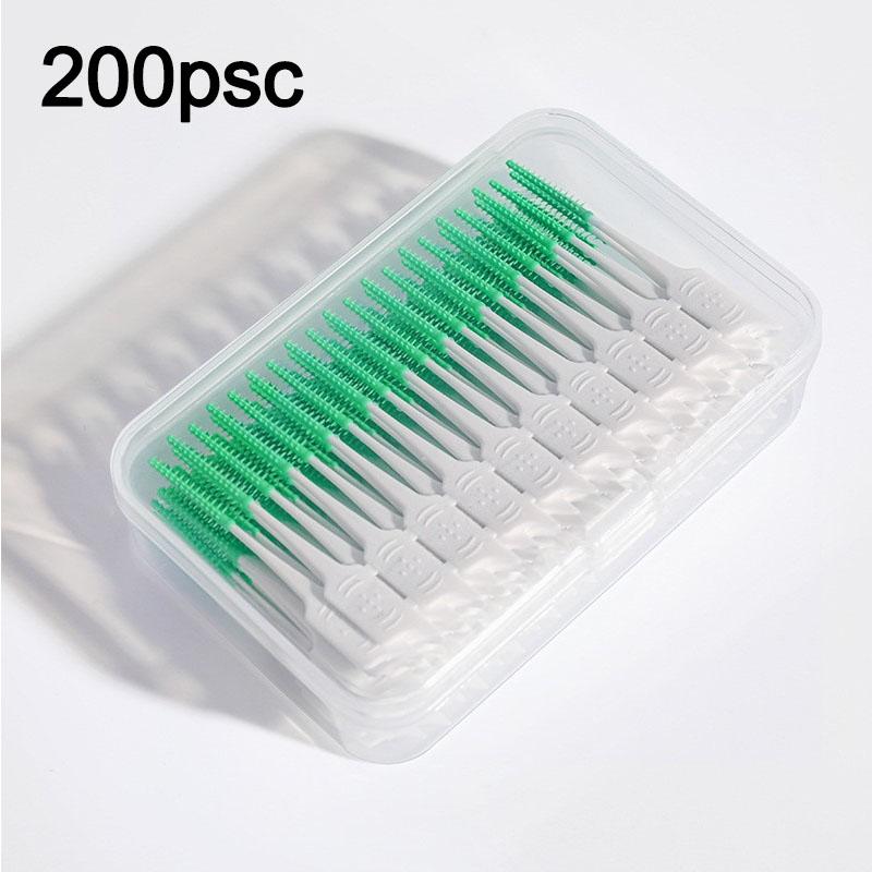 150/200 Stück Zahnseide Wiederverwendbare Interdentalbürsten Zahnstocher Zahnseide Plastik-Zahnstocher mit Faden Zahnstocher YAX02