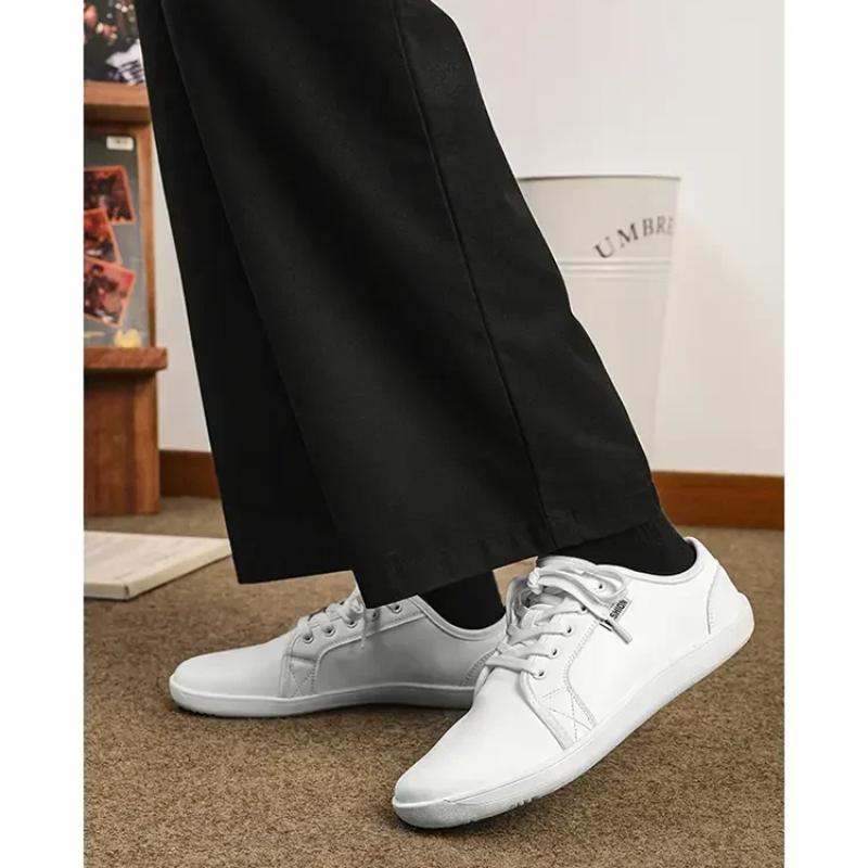 Pantofi pentru bărbați Pantofi largi, desculți, pentru bărbați, minimalisti din piele, pantofi casual, respirabili, confortabili, albi, pantofi de mers