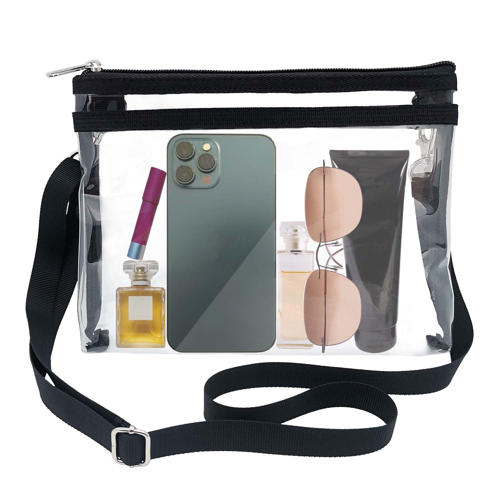 [auxadex] PVC Clear Crossbody Bag, Stadium Approved, Transparent Gym Shoulder Bag, Transparent Wallet, Storage Bag, Adjustable Shoulder Strap,