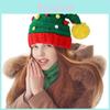 Elegante Gorro de Natal Tricotado Verde para Adultos e Idosos com Design de Pom-pom