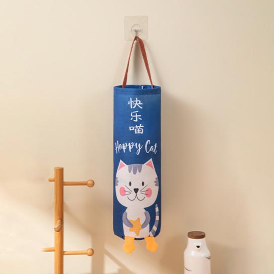 Waste Bag Organizer with Lanyard Bottom Opening Smooth Extraction Space-Saving Cartoon Pattern Garbage Bag Organizer Kitchen Supply