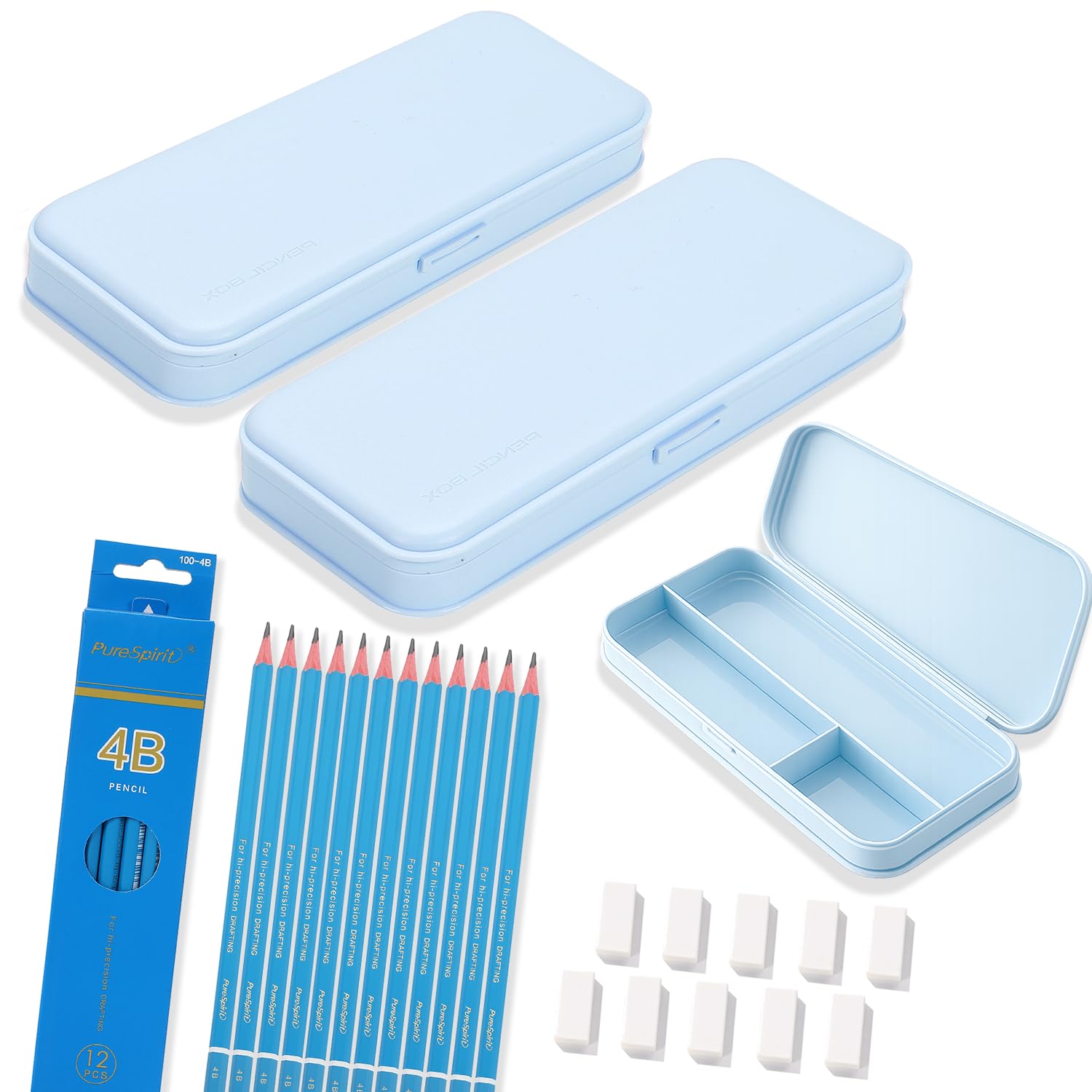 

PALTIA Pencil Case Set for Elementary School Students of mind with a stock of easily lost Includes bonus 10 12 4B and a starter stationery set (2 синий