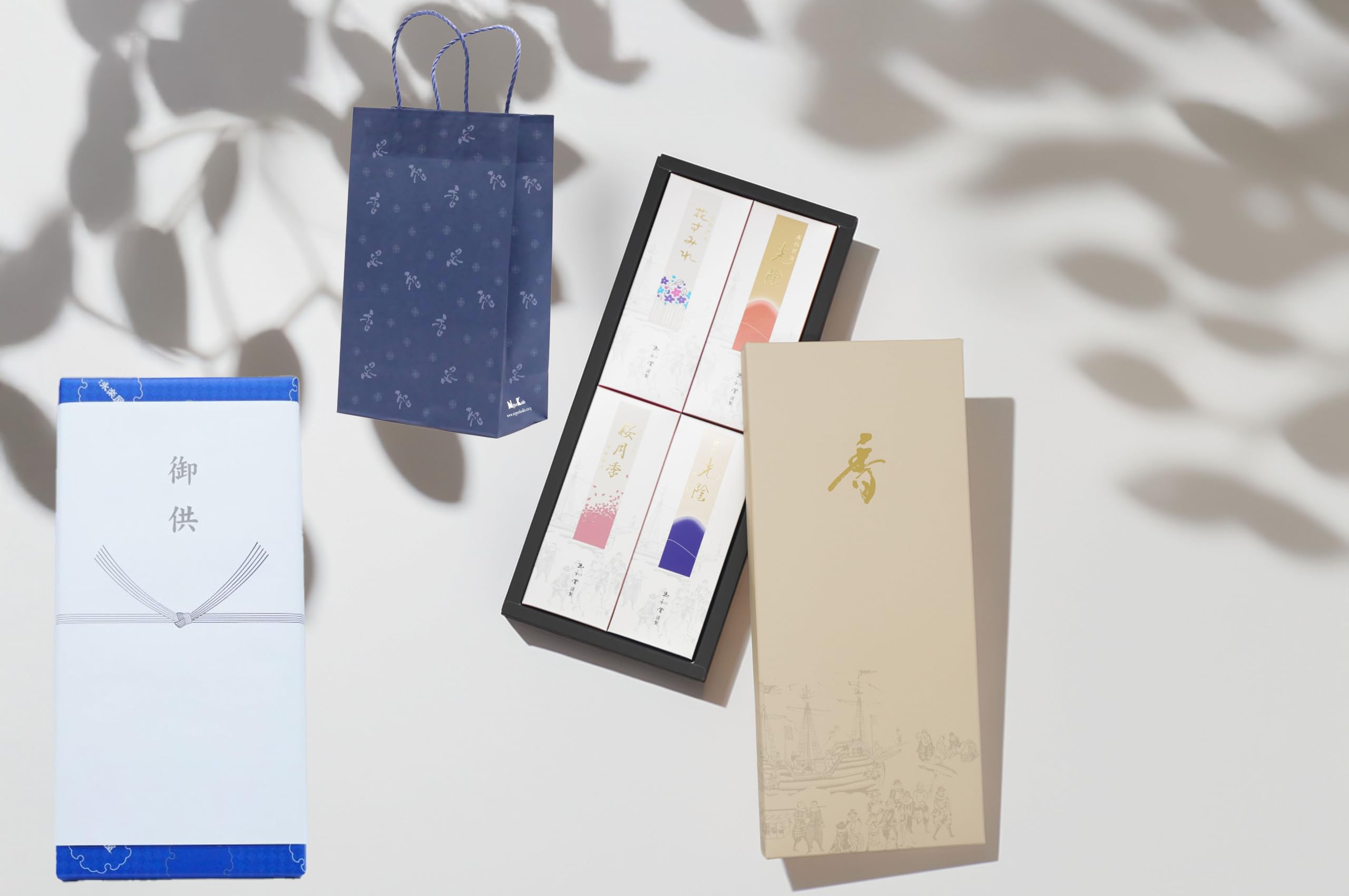 

[Incense Selection: Assortment of 4 Incense Sticks, Includes a Paper Carrying Bag] Gift Wrapping and Noshi Wrapping Included. Perfect for Mourning,