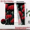 2D FLAT PRINTING 2pcs Curtains (Without Rod) Floral Elegance in Red (2) Holiday Women is Day Printed Curtains Prints Light