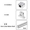2PCS 8mm X 300mm Linear Motion Rod Shaft Guide with 4 PCS SCS8UU Ball Bearings & 4 PCS SK8 Aluminum Rail Support, Linear Motion Rod Guide Set for CNC