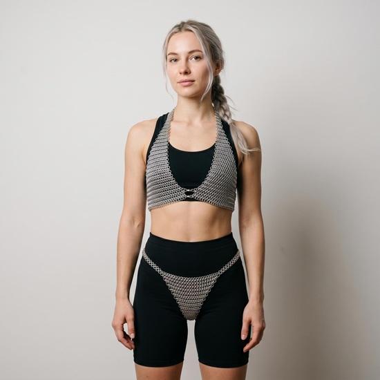 chainmail bikini, party wear outfit, alternative fashion, chainmail lingerie, festival bra top