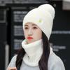 Winter Knitted Scarf Hat Set Thick Warm Skullies Beanies Hats for Women Outdoor Cycling Riding Ski Bonnet Caps Tube Scarf Rings