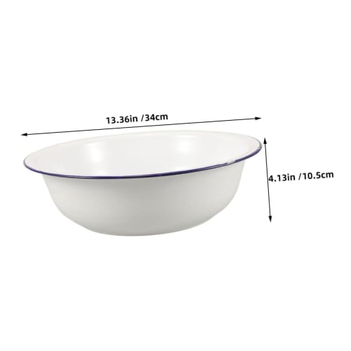 MUSISALY Enamel Footbath, Enamel Wash Basin, Vintage Enamel Basin, Enamel Washstand, Enamel Bowl, Enamel Washbasin, White