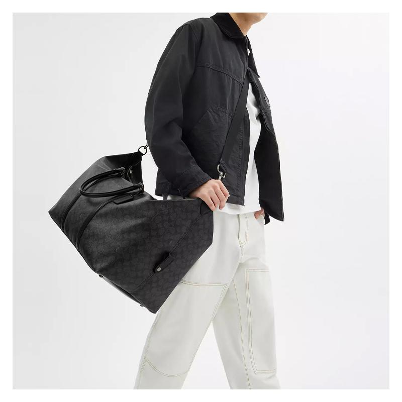 Coach Trekker 52 Classic Presbyopic Coated Canvas Shoulder Hand Travel Bag Men's Black