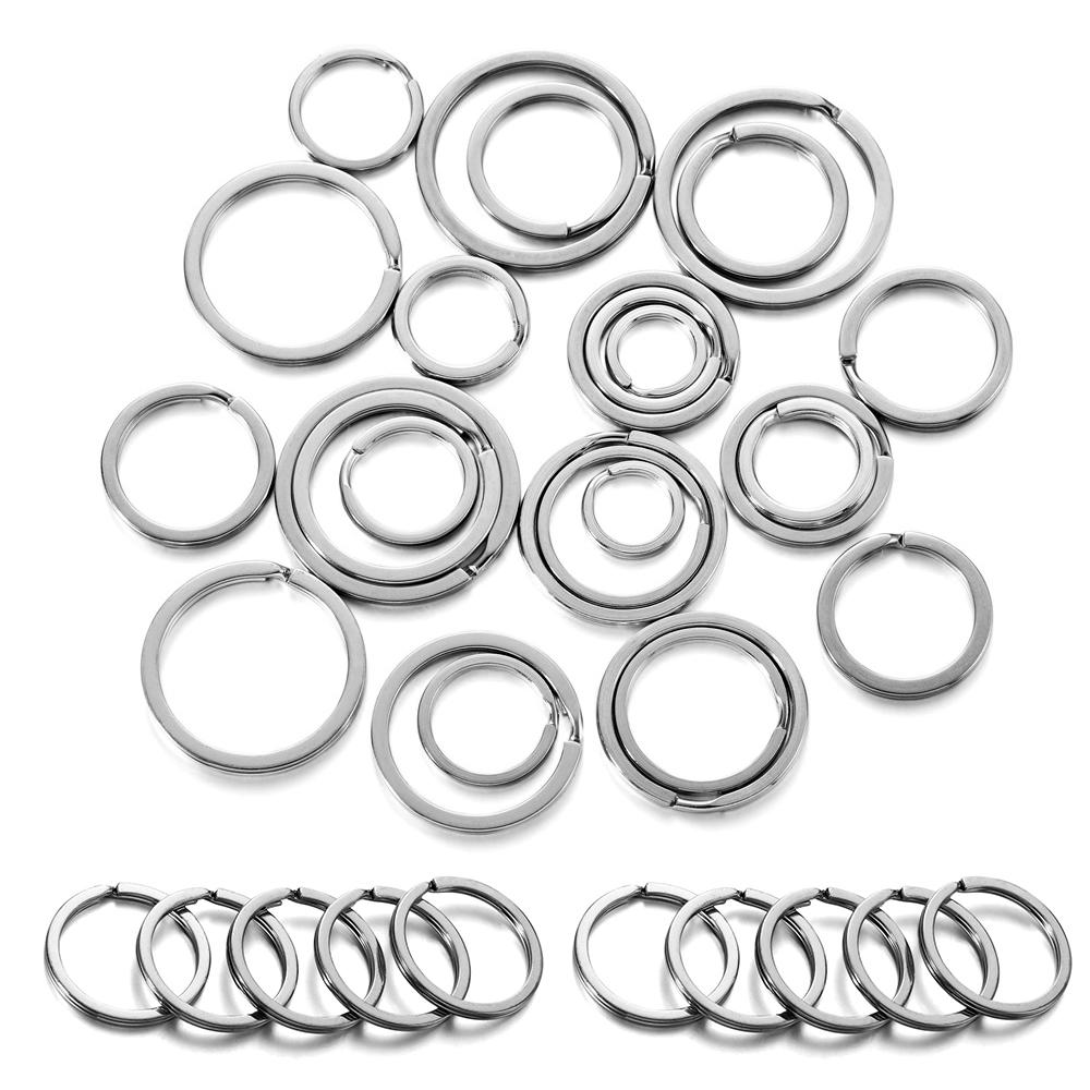 10-20Pcs 15-35mm Stainless Steel Key Rings Round Flat Line Key Ring For Key Chains Key Rings DIY Jewelry Making Accessories