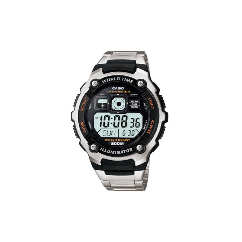 Casio YOUTH Series-Disc Digital Display STANDARD Ten Years Power Digital Display Waterproof Quartz Movement Stainless Steel Strap AE-2000WD-1A чёрный