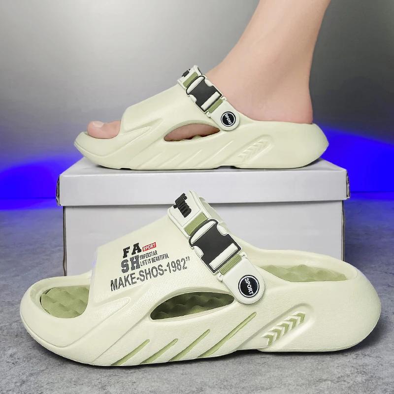 New Men's Slippers Indoor Outdoor Sandals Beach Massage Comfortable Soft Slides Casual Shoes Home Men's Sandals Big Size 46 47