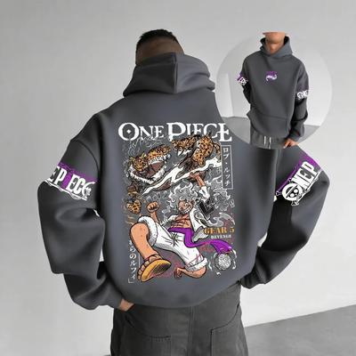 Anime Heren Pullover Sweatshirt Hoodie One Piece Luffy Gear 5 Grafische Print Streetwear Cosplay Casual Jas Lente Herfst Tops