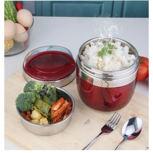 Fiegcit Portable Stainless Steel Insulated Lunch Box, Rice Bowl-Shaped, Thermal Soup Cup, Insulated Lunch Box, Breakfast Cup, Soup Bowl, Food Thermal