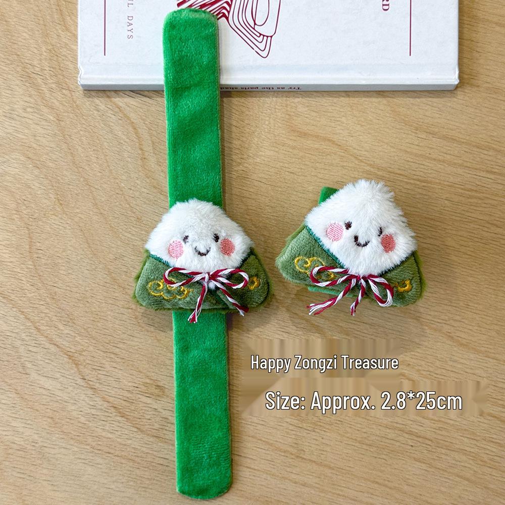 Dragon Boat Festival Cartoon Zongzi Slap Bracelet - Cute Plush Doll Gift & Festival Decoration 6cm